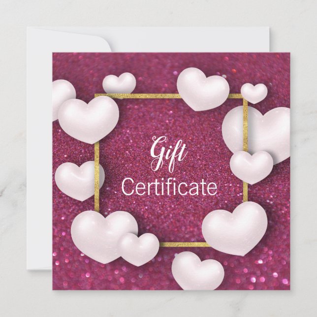 Valentine's Day White Hearts Glitter Gift Card (Front)