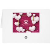 Valentine's Day White Hearts Glitter Greeting Card (Back Horizontal)
