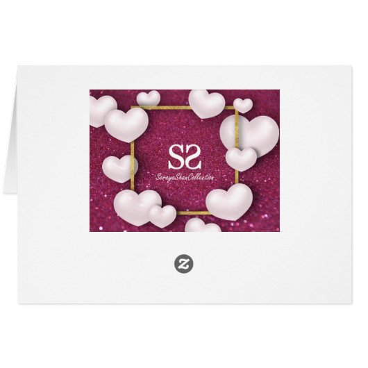 Valentine's Day White Hearts Glitter Greeting Card (Back Horizontal)