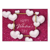 Valentine's Day White Hearts Glitter Greeting Card (Front Horizontal)