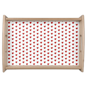 Valentine's Day White Red Hearts Love Serving Tray