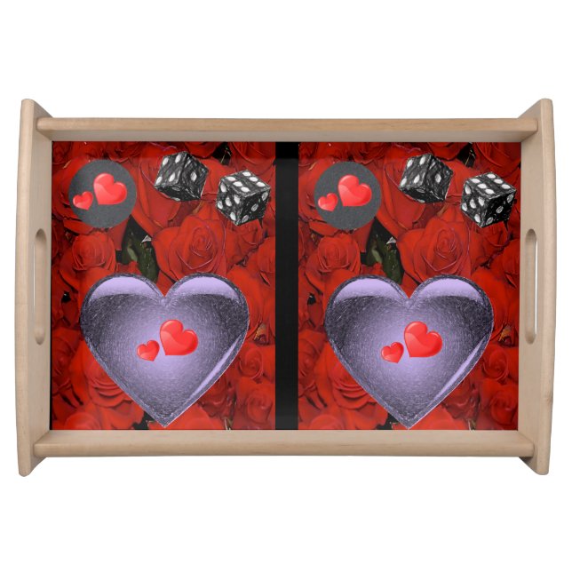 Valentines day white red hearts serving tray (Front)