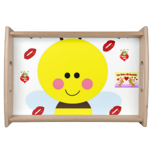 Valentines day white red hearts serving tray