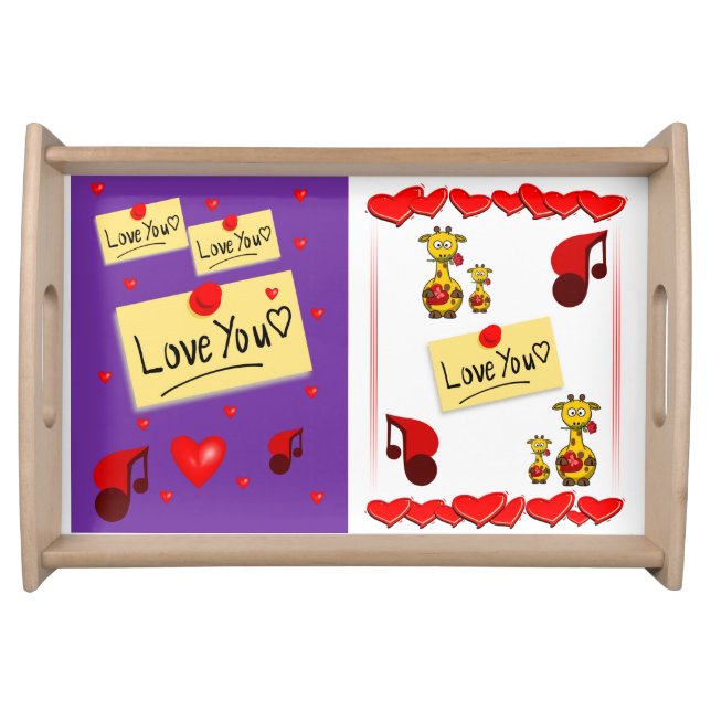 Valentines day white red hearts serving tray (Front)