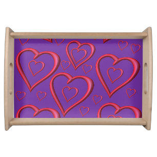 Valentines day white red hearts serving tray