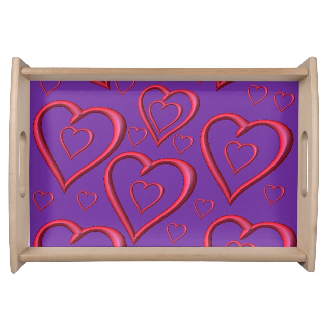Valentines day white red hearts serving tray (Front)