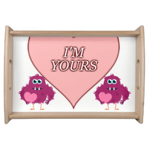 Valentines day white red hearts serving tray