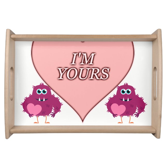 Valentines day white red hearts serving tray (Front)