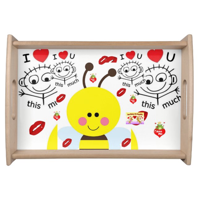 Valentines day white red hearts serving tray (Front)