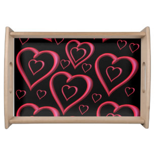 Valentines day white red hearts serving tray