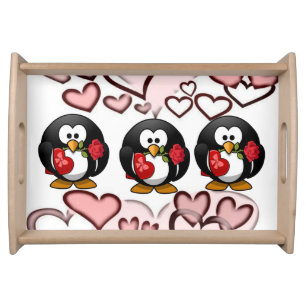 Valentines day white red hearts serving tray