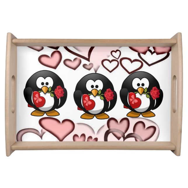 Valentines day white red hearts serving tray (Front)