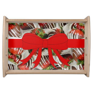 Valentines day white red hearts serving tray