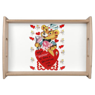 Valentines day white red hearts serving tray