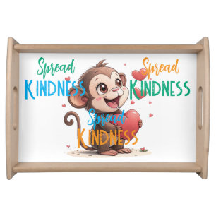 Valentine's Day White Spread Kindness Monkey Serving Tray