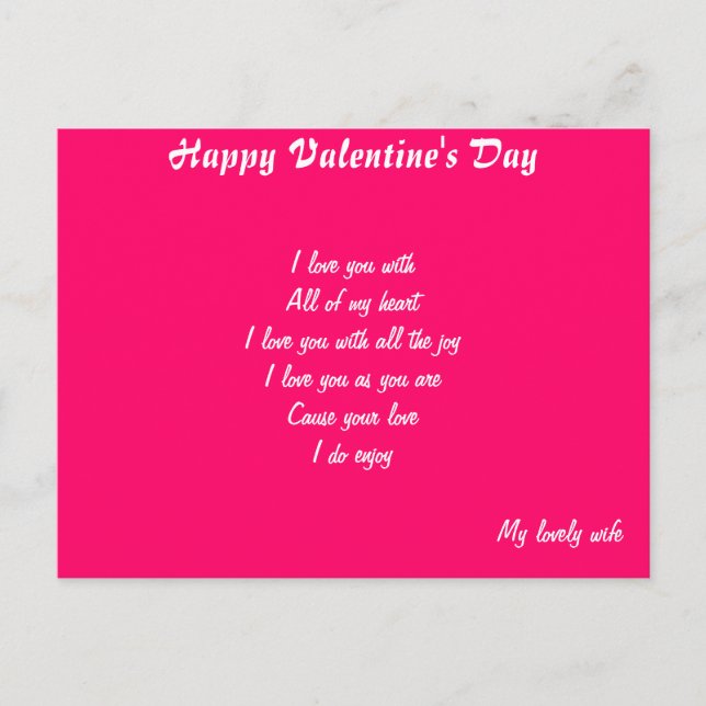 Valentines day wife's postcards (Front)