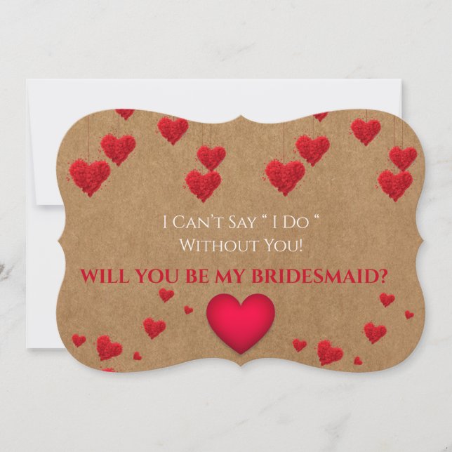 Valentine's Day Will You Be My Bridesmaid Invitation (Front)