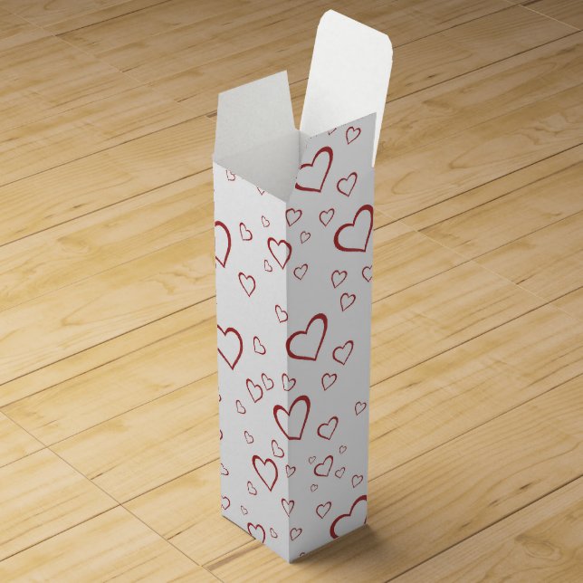 Valentine's Day Wine Gift Box - Red Hearts (Opened)