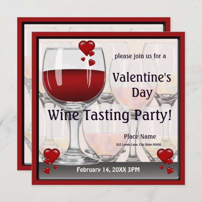 Valentine's Day Wine Tasting Party Invitation (Front/Back)