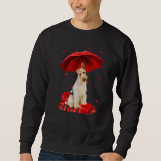 Valentines Day Wire Fox Terrier Umbrella Heart Pup Sweatshirt