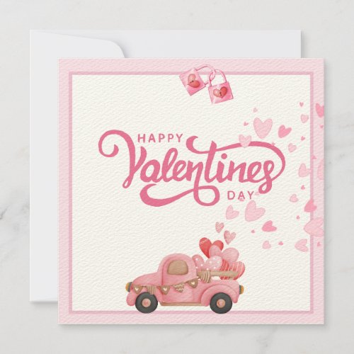 Valentines Day with Pink Hearts Holiday card