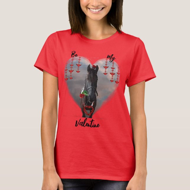 Valentine's Day with Rafi the Friesian T-Shirt (Front)