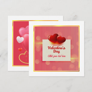 Valentine's Day With Red Hearts I Romantic Love Holiday Card