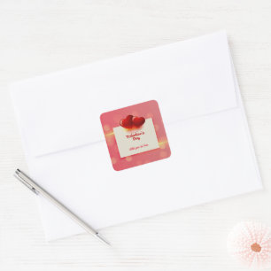 Valentine's Day With Red Hearts - Romantic Love    Square Sticker
