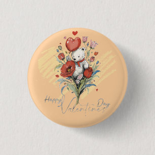 Valentine's Day with Rich Teddy Bear Button