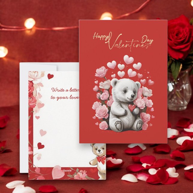 Valentine's Day with Rich Teddy Bear Holiday Card (Creator Uploaded)