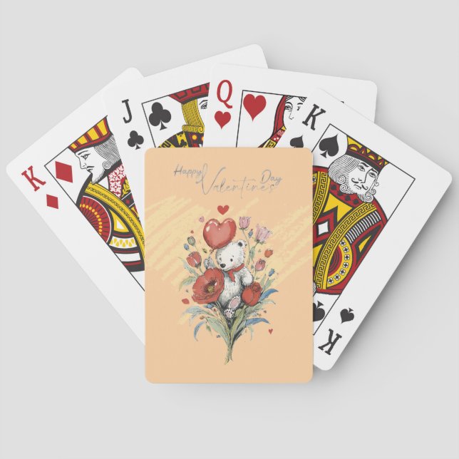 Valentine's Day with Rich Teddy Bear Poker Cards (Back)