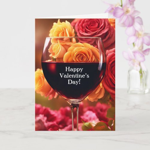Valentines Day With Wine and Roses Humor Card