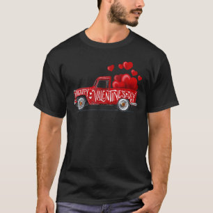 Valentines Day Women Red Farmhouse Truck T-Shirt