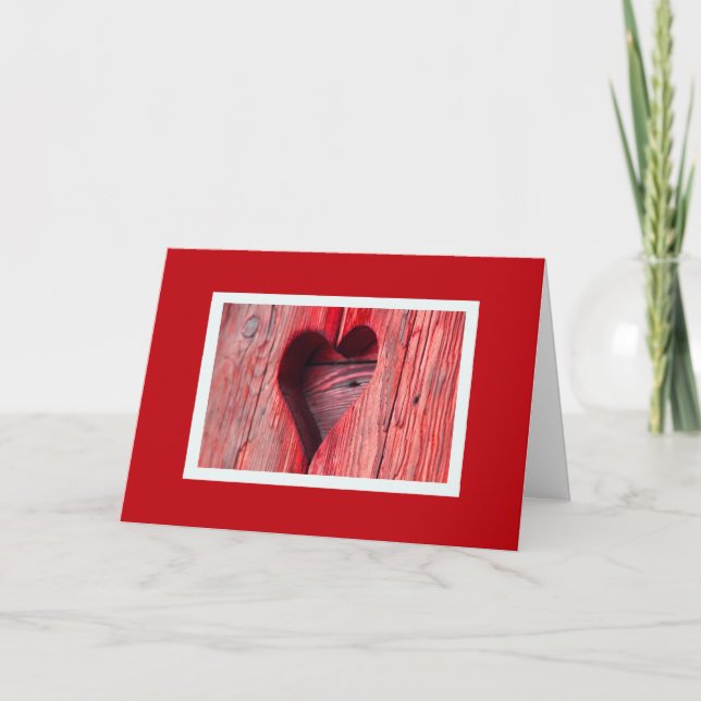 Valentines Day Wooden Heart Holiday Card (Front)