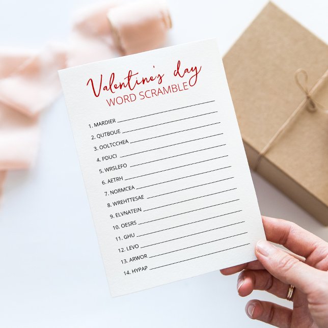 Valentine's day Word Scramble Game party Card (Creator Uploaded)