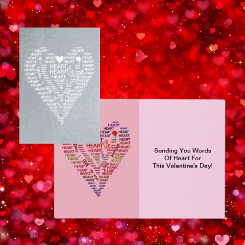 Valentines Day Words of Heart Inside Quote Foil Card