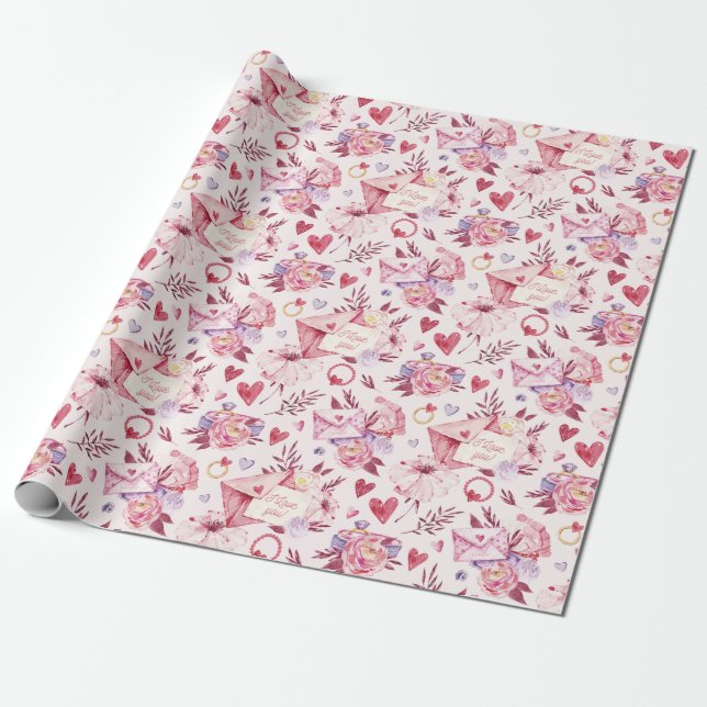 Valentine's Day Wrapping Paper (Unrolled)