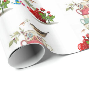 Valentine's Day Wrapping Paper Bird Vintage