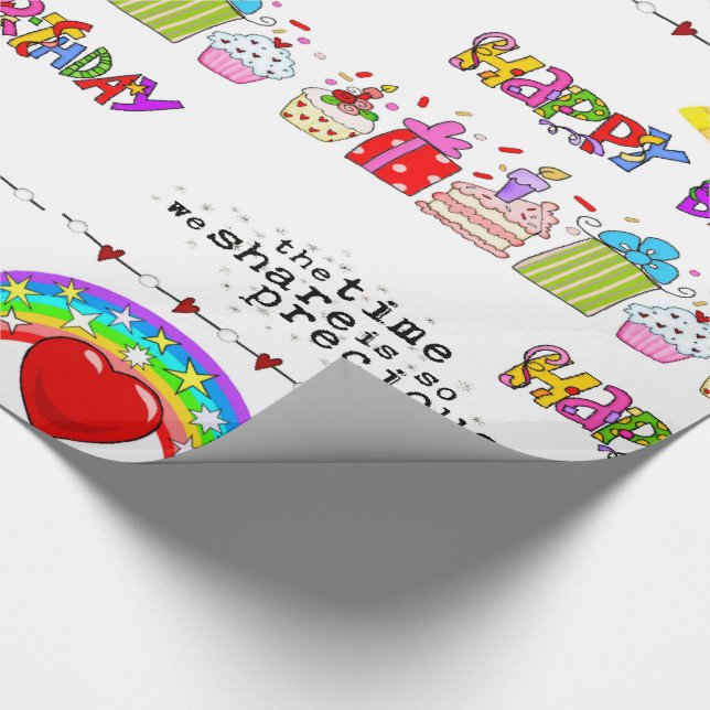 Valentine's Day Wrapping Paper Happy Birthday (Corner)