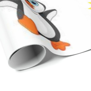 Valentine's Day Wrapping Paper Penguin Hearts