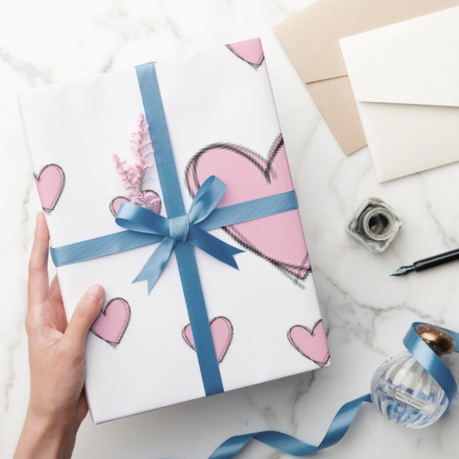 Valentine's Day Wrapping Paper Pink Hearts (Gifting)