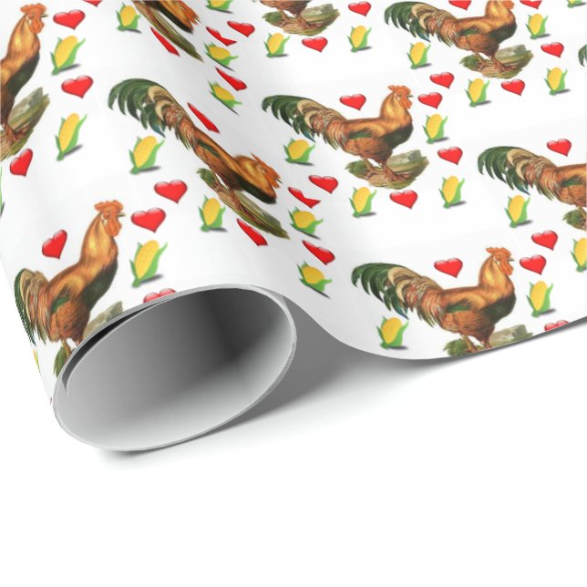 Valentine's Day Wrapping Paper Rooster (Roll Corner)