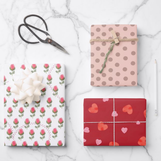 Valentine's day wrapping paper sheets (Front)