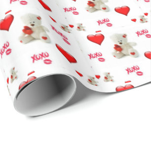 Valentine's Day Wrapping Paper Teddy Bear