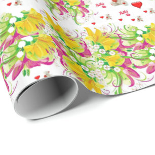 Valentine's Day Wrapping Paper Teddy Bear