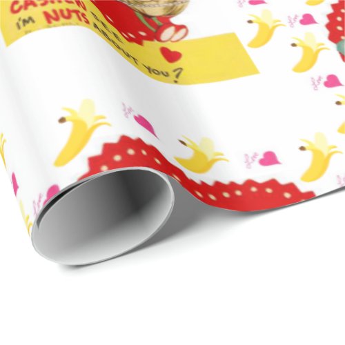 Valentines Day Wrapping Paper Vintage Banana
