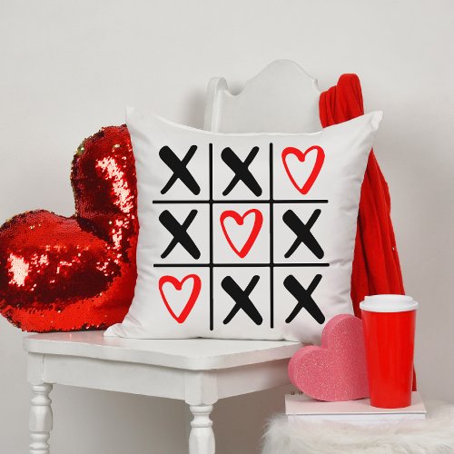 Valentines Day X and Heart  Throw Pillow