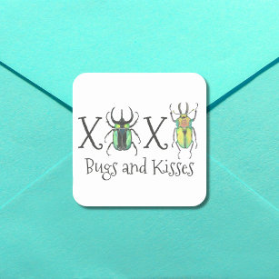 Valentine's Day XOXO Beetles Square Sticker