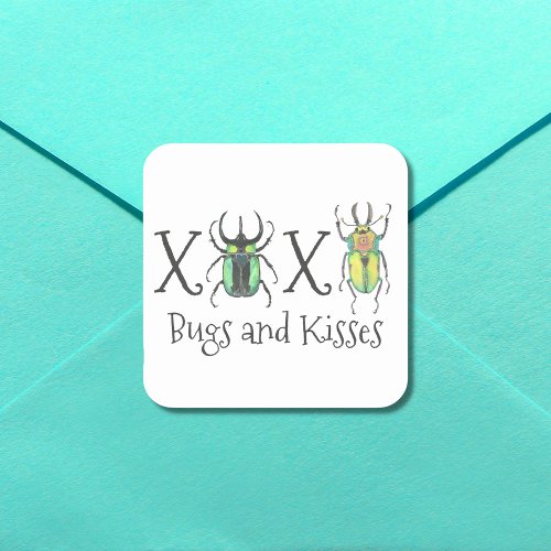 Valentines Day XOXO Beetles Square Sticker