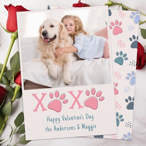 Valentines Day XOXO Blush Pastel Pet Dog Photo Holiday Card